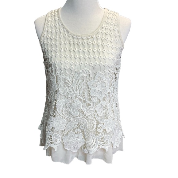 Style & Co Vintage Cream Eyelet Laser Cut Sleeveless Blouse Top
Chiffon‎ size XS - Picture 1 of 7